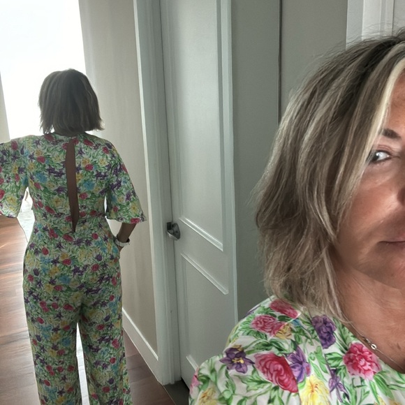 Les Riveries floral print open back silk jumpsuit 10 - Picture 4 of 10